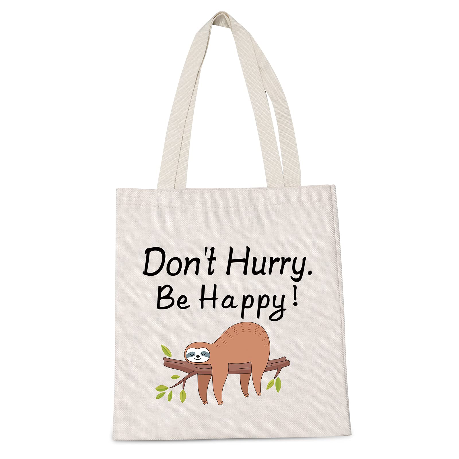 LEVLO Sloth Tote Bag - Cute Sloth Print Shopping Bag for Women, Sloth Lover Gift Idea - Perfect for Grocery Shopping, Beach Trips & Everyday Use - Don't Worry Be Happy Sloth Themed Gift for Her