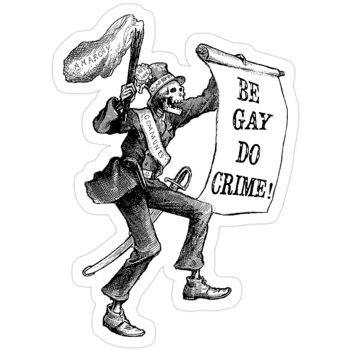 Be Gay Do Crime Stickers - 3 Pack Wall Decals (3x4 Inch) - LGBTQ+ Pride Decor for Laptops, Water Bottles & Room Decor