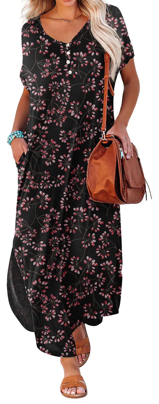 GRECERELLE Women's Summer Casual Long Sleeveless Maxi Dress with Double Split - Perfect for Beach Vacation, Date Night & Outdoor Parties
