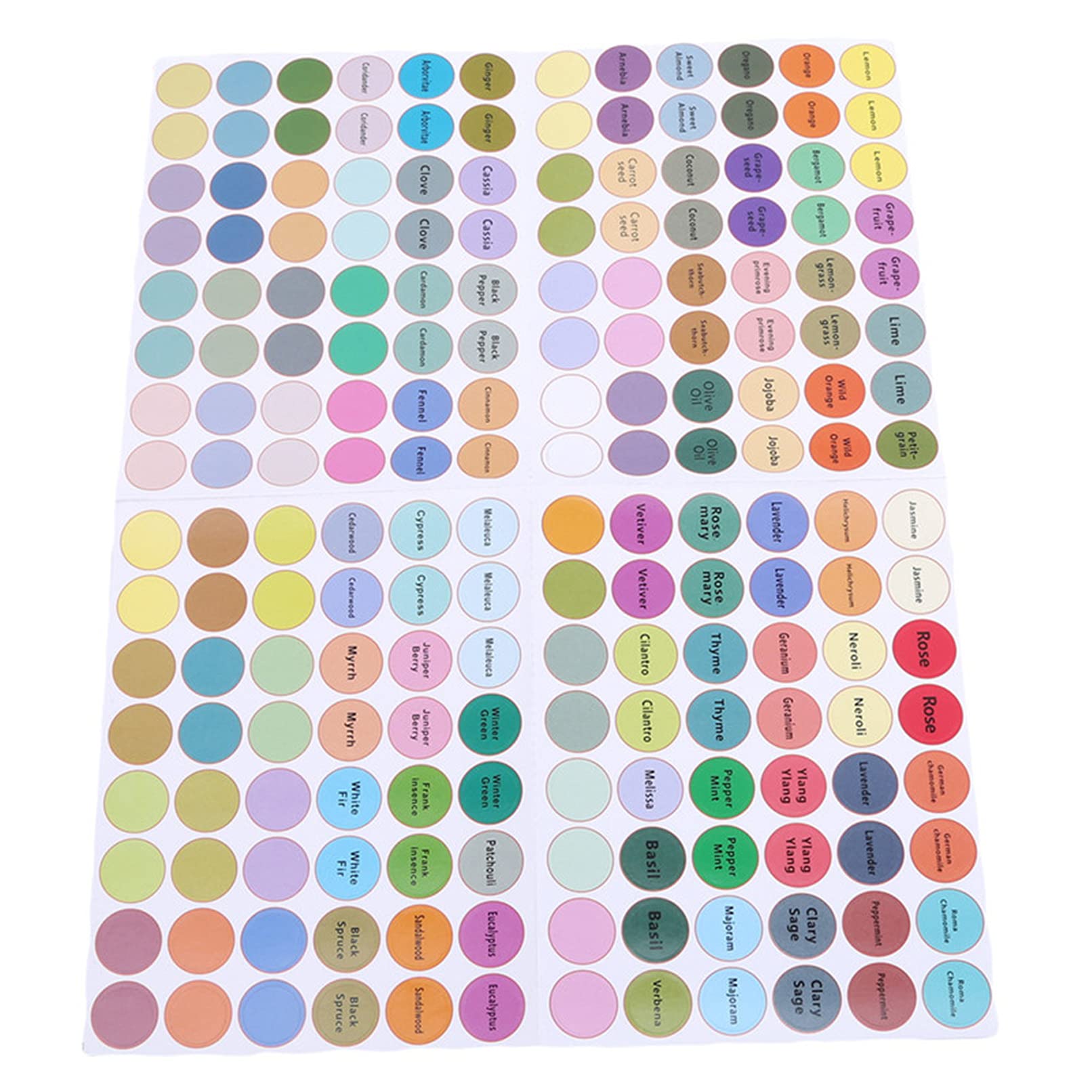Premium Essential Oil Labels with Bottle Cap Stickers - Waterproof, Durable Organizer Labels for Aromatherapy Oils - Perfect for DIY Blends, Home Spa, and Gift Packaging (Multi-Color Set)