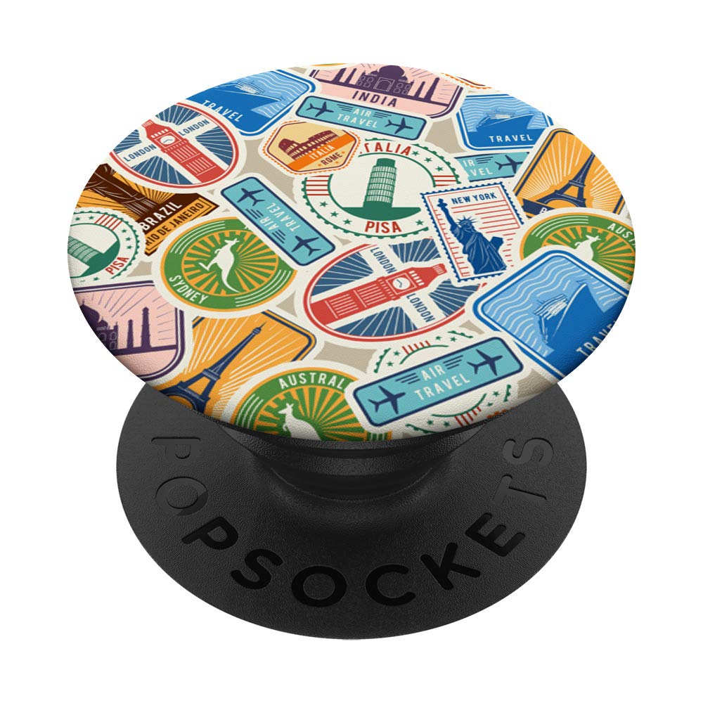 Travel Stamps Visa PopSockets - Phone Grip & Stand for Travel Lovers