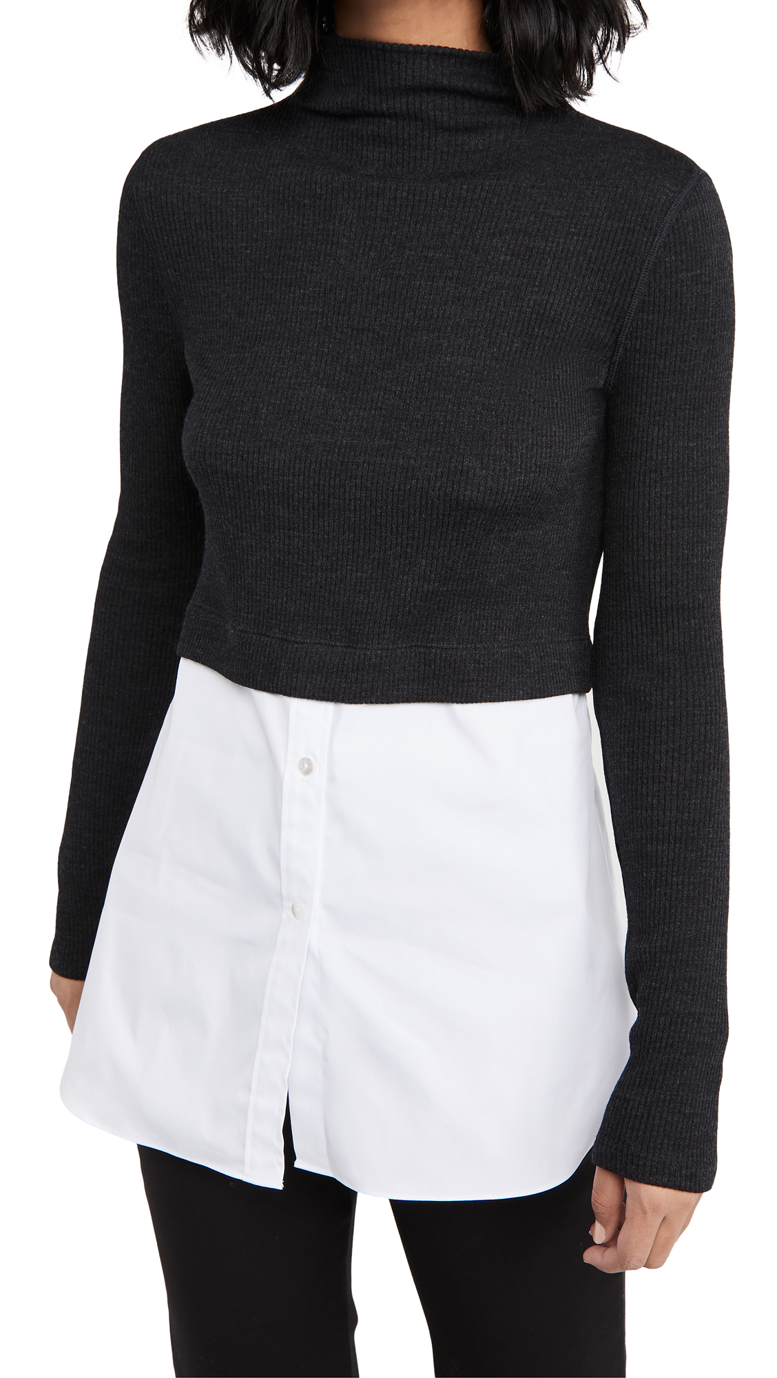 Theory Women's Long Sleeve Combo Tunic Top - Elegant Office Wear & Casual Blouse for Work, Date Night & Everyday Outfits