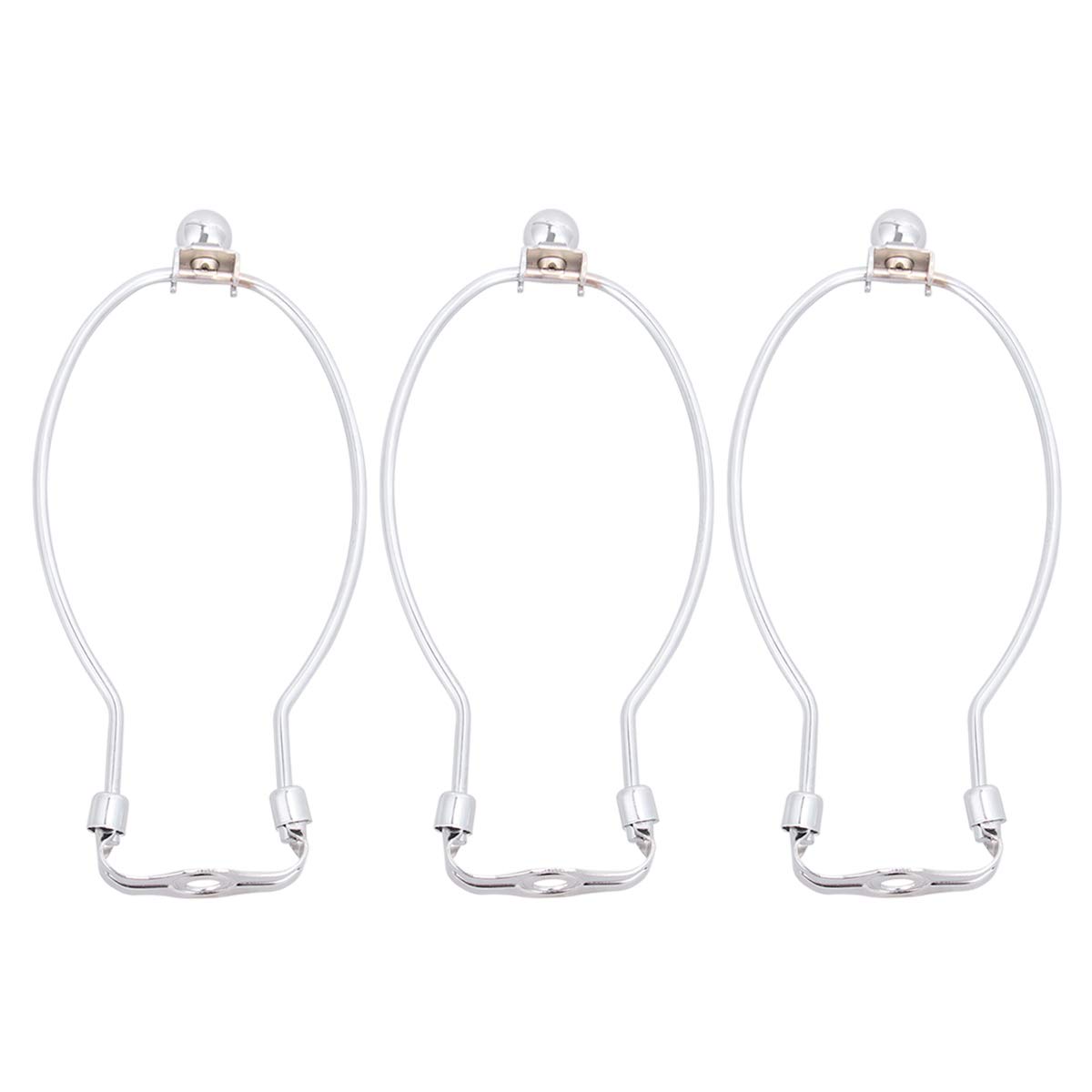 3 Pack 9 Inch Heavy Duty Silver Lamp Harp Holders - Chrome-Plated Shade Harp for Crystal & Floor Lamps - Durable Horn Brackets for Living Room, Bedroom & Office Lighting Decor