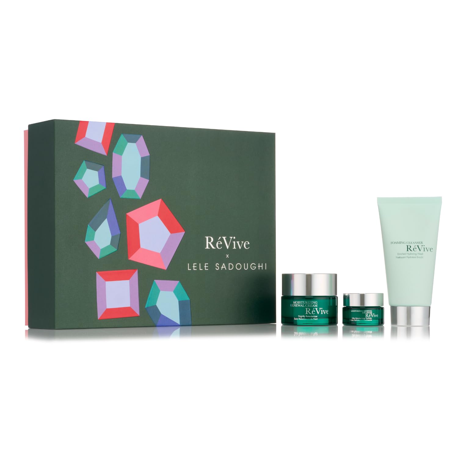 RéVive x Lele Sadoughi RéNewal Icons Luxury Skincare Gift Set - Full Size Foaming Cleanser, Renewal Face Cream & Eye Cream (3-Piece Set) for Anti-Aging & Hydration | Perfect for Gifting, Spa Days & Nighttime Skincare Routine