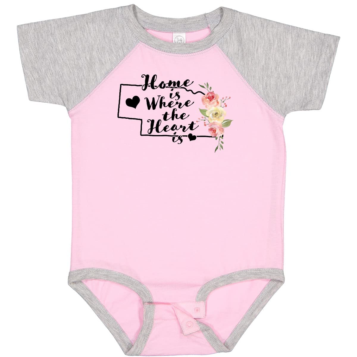 Inktastic Nebraska Home is Where The Heart is Baby Bodysuit - Watercolor Design for Newborns, Infants & Toddlers - Perfect for Family Photos, Holidays & Everyday Wear