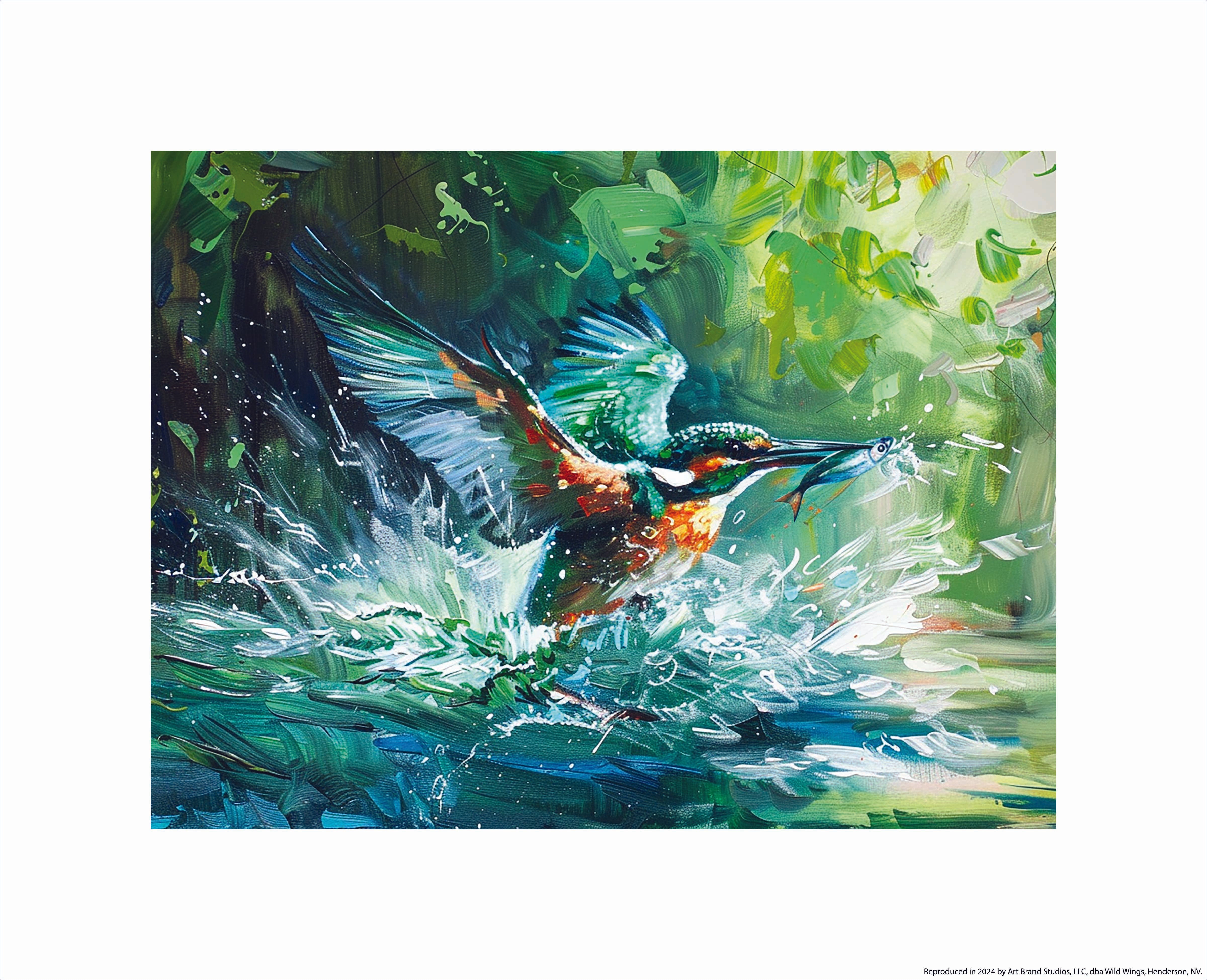 Fresh Catch Green Kingfisher Art Prints - Vibrant Wildlife Wall Decor for Living Room, Bedroom & Office