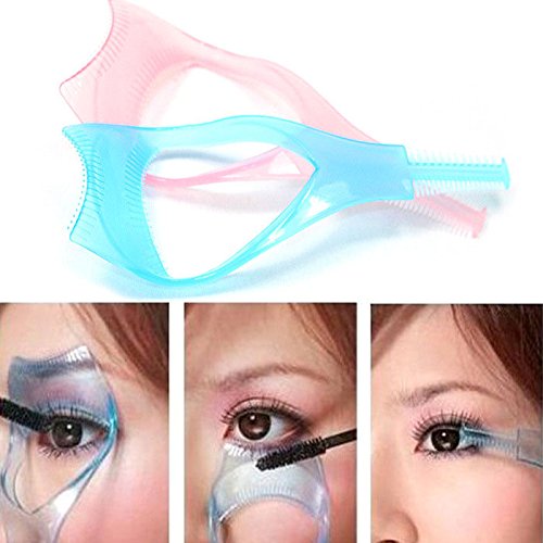 Yueton 2-Pack 3-in-1 Makeup Eyelash Tool - Upper & Lower Lash Mascara Applicator Guide with Eyelash Comb - Perfect for Professional Makeup & Home Beauty Routine