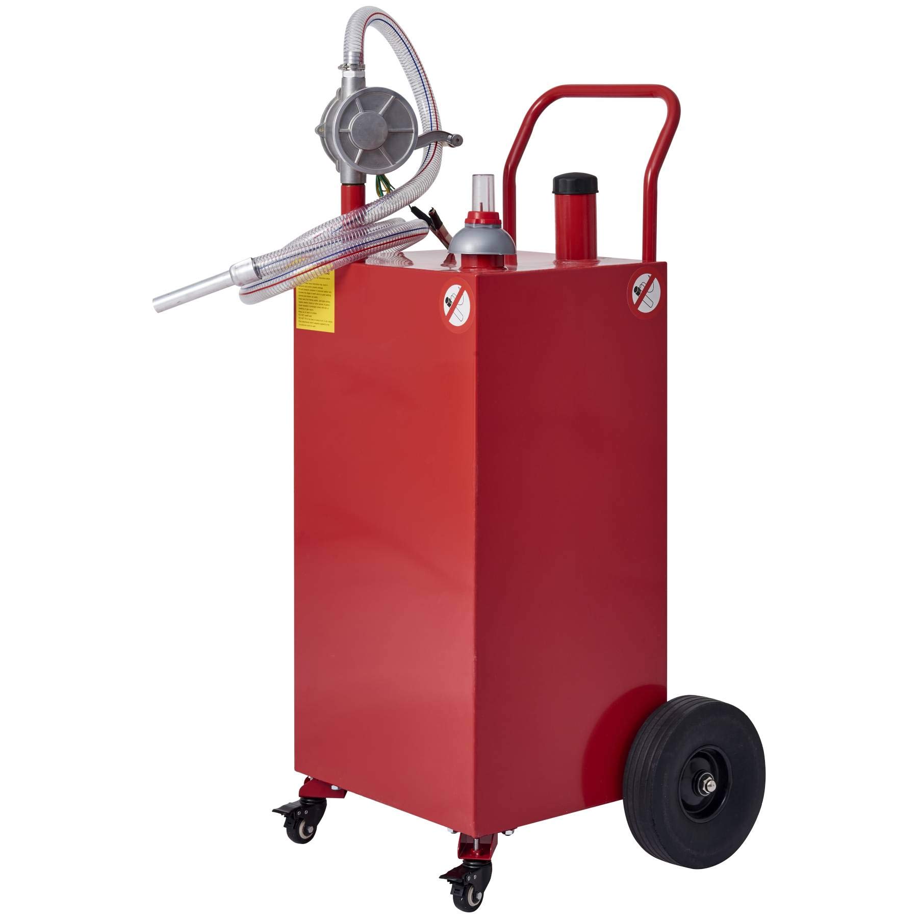 Orion Motor Tech 35 Gallon Portable Fuel Tank with Wheels & Transfer Pump - Heavy Duty Gasoline & Diesel Storage Container for Cars, Lawn Mowers, ATVs, Boats - Ideal for Garage, Farm & Outdoor Use