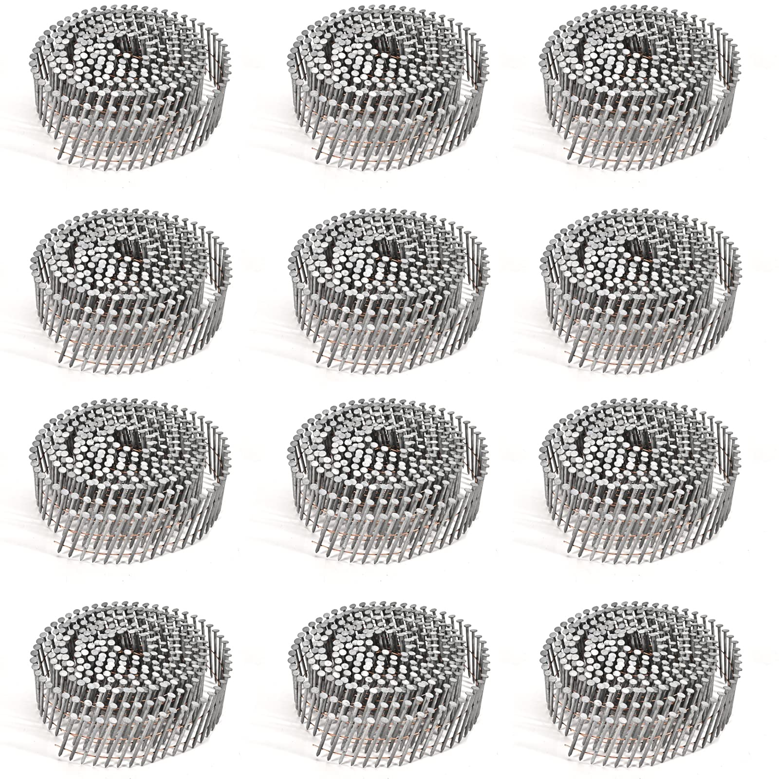 BHTOP 3600 Count 15-Degree 1-1/2 Inch Galvanized Siding Nails - .092 Wire Collated Coil Ring Shank Nails for Siding Nailer | Weather-Resistant Roofing & Exterior Trim Installation | Perfect for Vinyl, Wood, and Fiber Cement Siding Projects