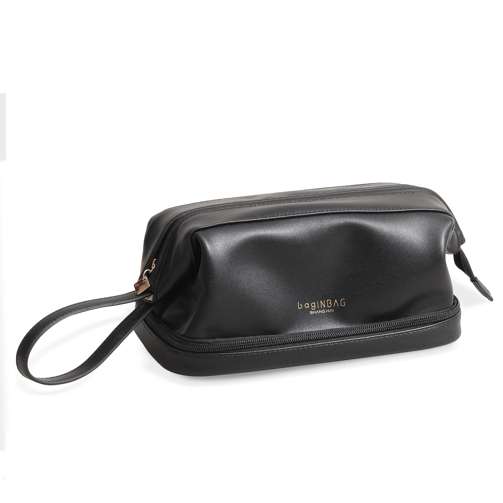 Double Layer Travel Makeup Bag with Handle - Large Waterproof Cosmetic Organizer with Brush Compartment for Women | Perfect for Travel, Gym & Daily Makeup Storage