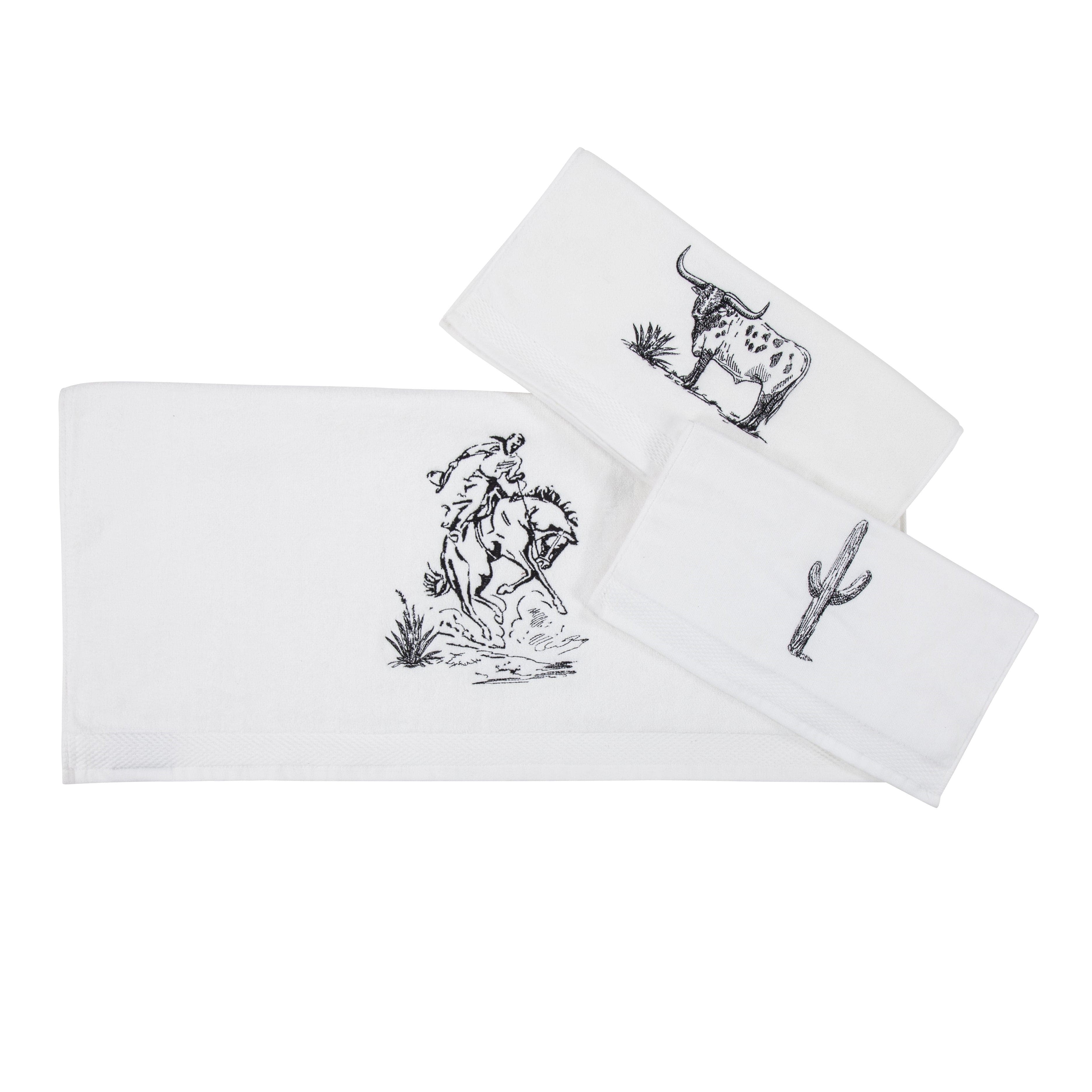 Premium 3-Piece Bath Towel Set for Ranch Life - Soft, Absorbent & Quick-Drying Cotton Towels - Perfect for Farmhouse, Country & Western Style Bathrooms