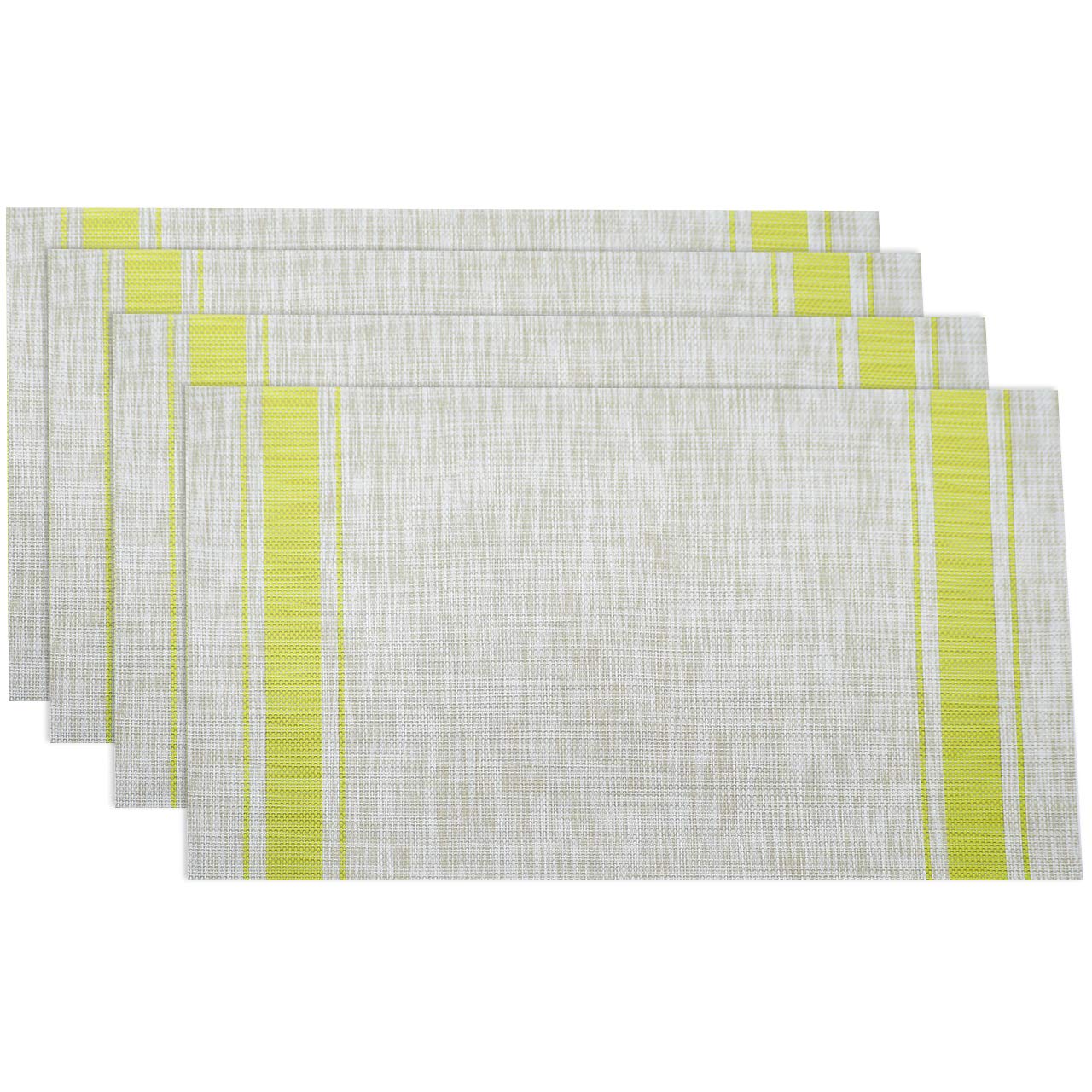 NTLKAAEN Heat-Resistant & Stain-Resistant PVC Placemats Set of 8 - Non-Slip Washable Kitchen Table Mats for Dining Room, Party, and Everyday Use (Yellow)