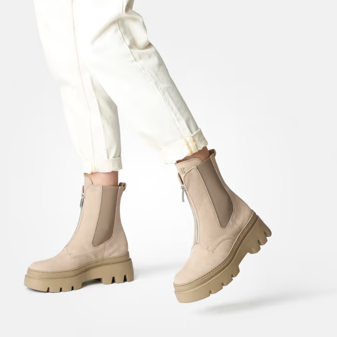 PAUL GREEN Taupe Zip-Up Ankle Boots 8030 - Stylish & Comfortable Women's Boots for Fall & Winter Fashion, Office & Casual Wear