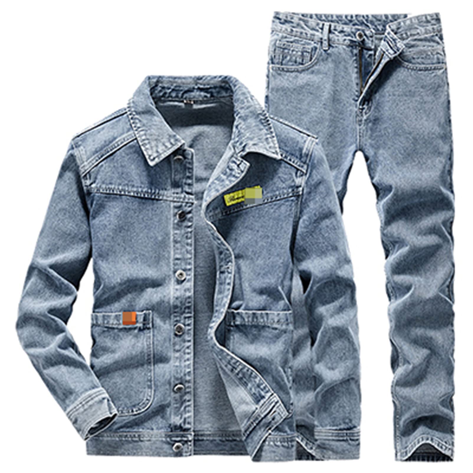 Men's Denim Jacket and Jeans 2-Piece Set - Casual Long Sleeve Outfit for Spring & Fall | Perfect for Date Night, Weekend Outings & Street Style Fashion