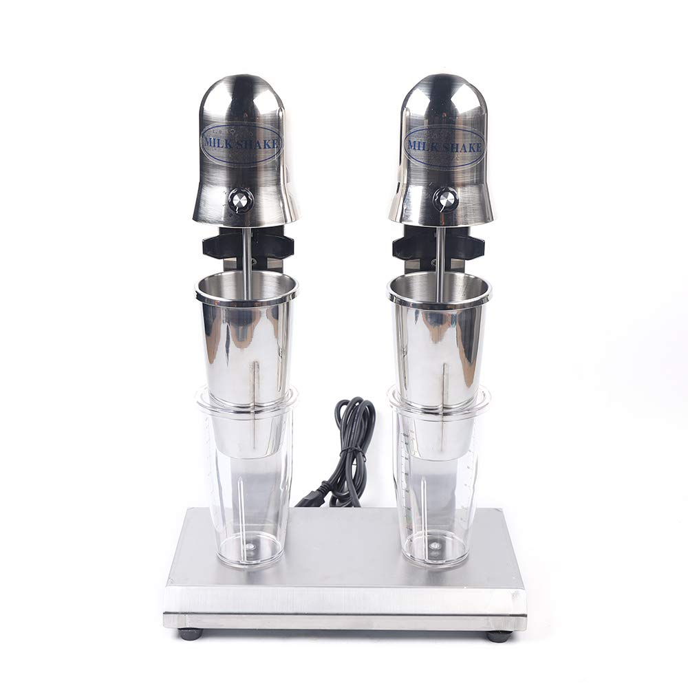 560W 110V Double Head Milkshake Maker Machine - Stainless Steel Smoothie Blender & Drink Mixer for Home, Restaurant & Cafe - Perfect for Making Milkshakes, Smoothies, Ice Cream & Soda Drinks