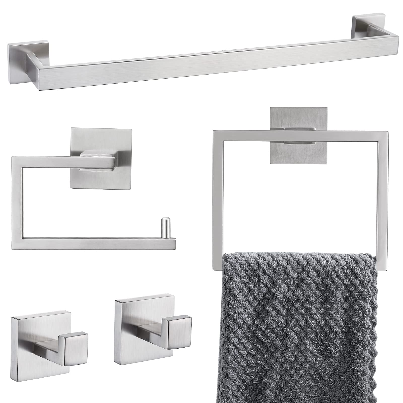 Modern 5-Piece Stainless Steel Bathroom Hardware Set - 23.6