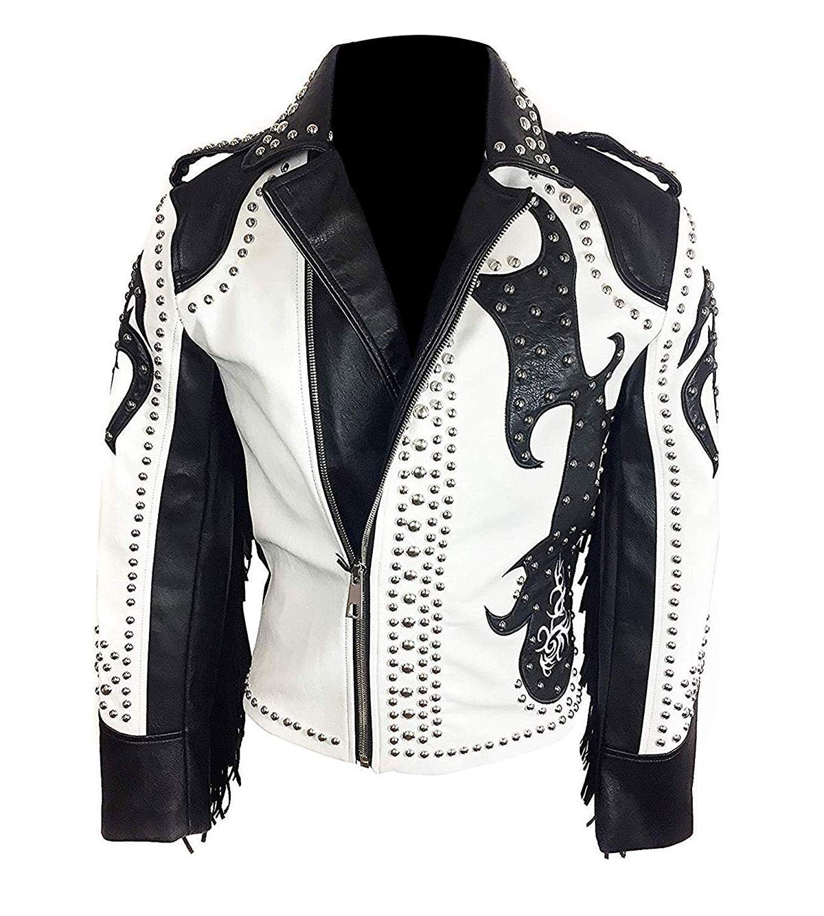 Men's Studded Leather Jacket - Rock Punk Motorcycle Biker Jacket with Spikes | Black Genuine Leather Coat for Riding, Concerts & Night Out