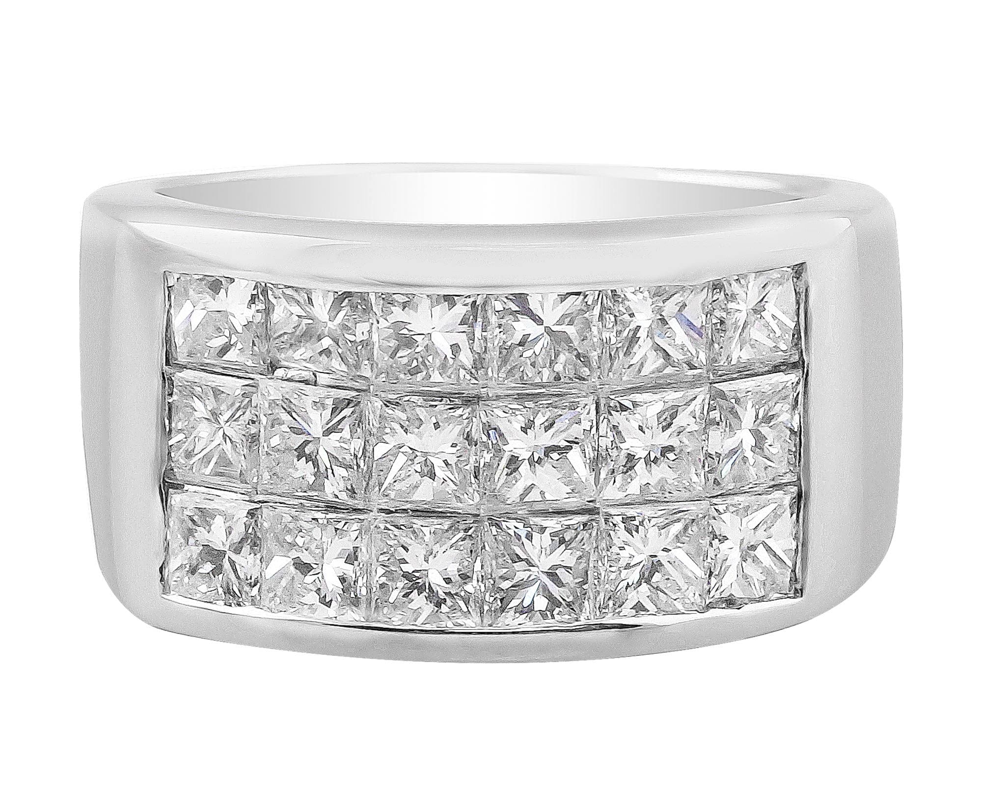 18K White Gold Invisible Set Princess Cut Diamond Ring for Women - Elegant Engagement & Wedding Jewelry Gift