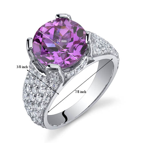 Pink Sapphire Round Cut Sterling Silver Ring Size 5 - Elegant Jewelry for Women, Perfect for Engagement, Wedding & Anniversary Gifts