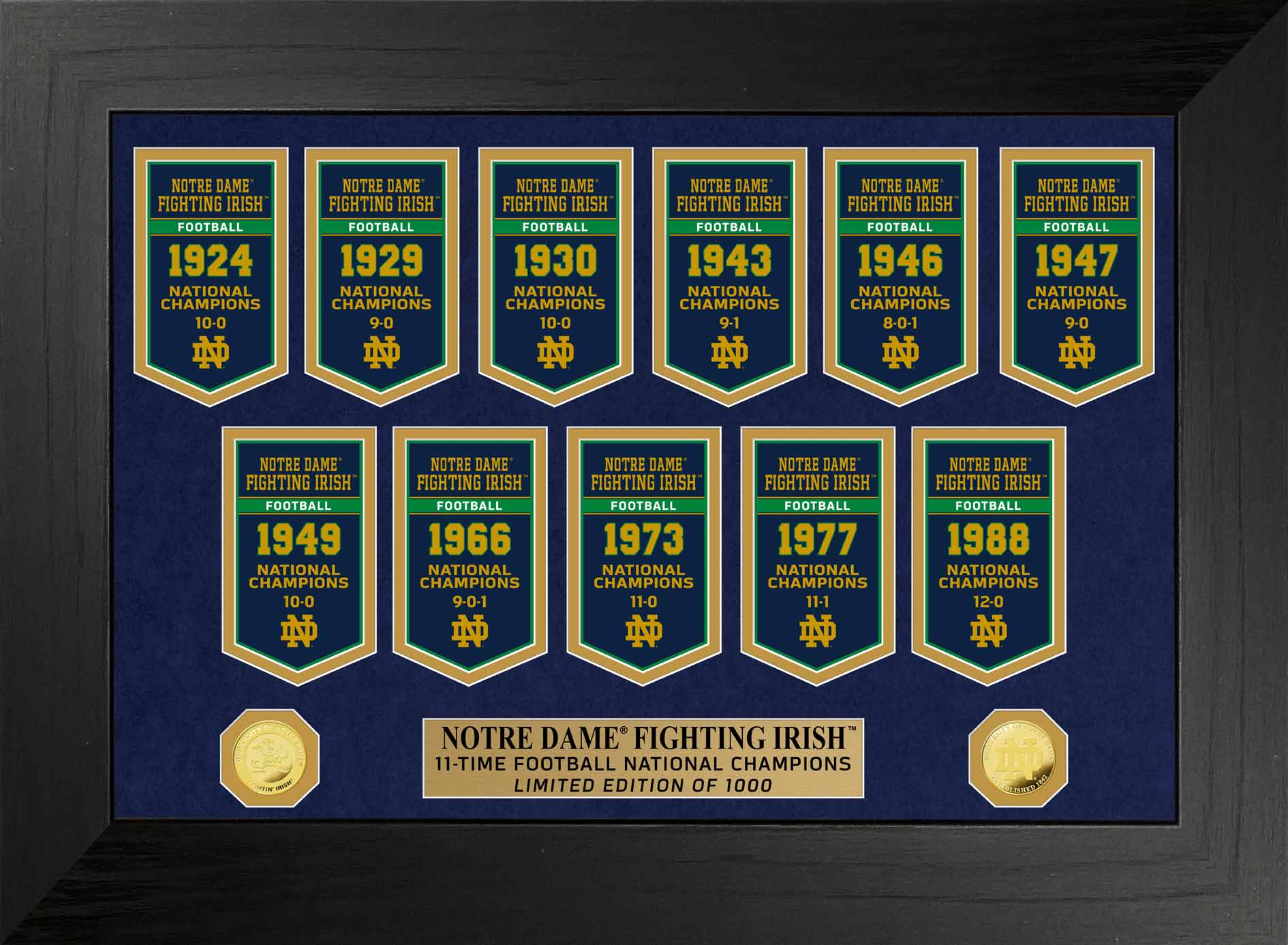 Notre Dame Fighting Irish National Champions Deluxe Banner - College Football Decor for Game Room, Dorm, and Tailgating Party