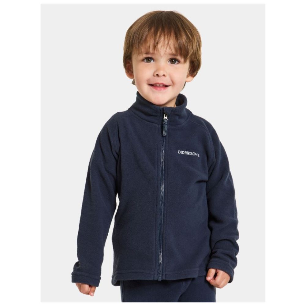 Didriksons Monte Full Zip Kids Fleece Jacket - Warm & Cozy Navy Blue Fleece for Boys & Girls - Perfect for Outdoor Play, School & Winter Activities