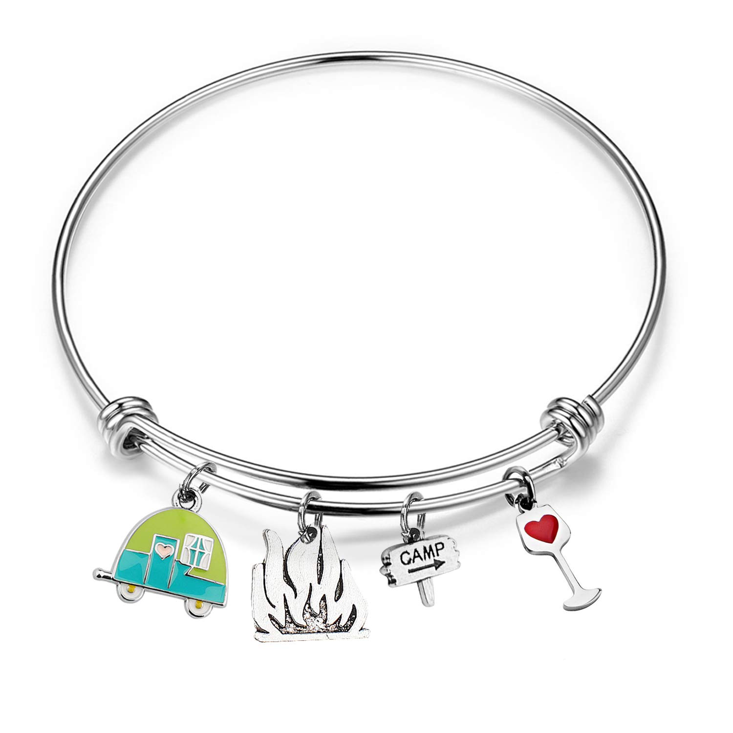 FUSTMW Travel Camper Bracelet - Stylish Camping Charm Bangle for Women, Perfect RV Travel Trailer Jewelry Gift for Best Friend, Ideal for Outdoor Adventures and Camping Trips