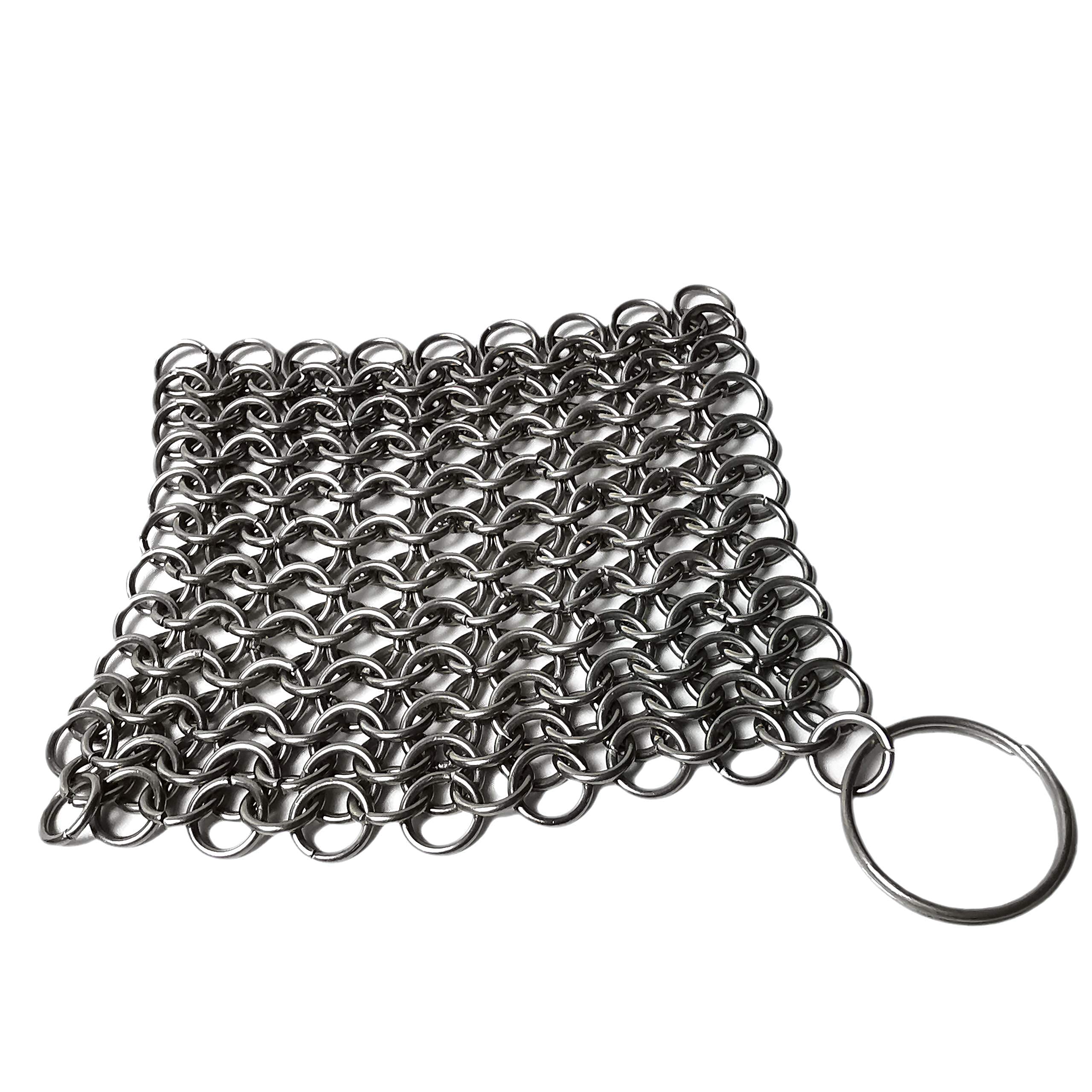 Premium Stainless Steel Chainmail Scrubber for Cast Iron Skillets, Pans & Dutch Ovens - 3.9