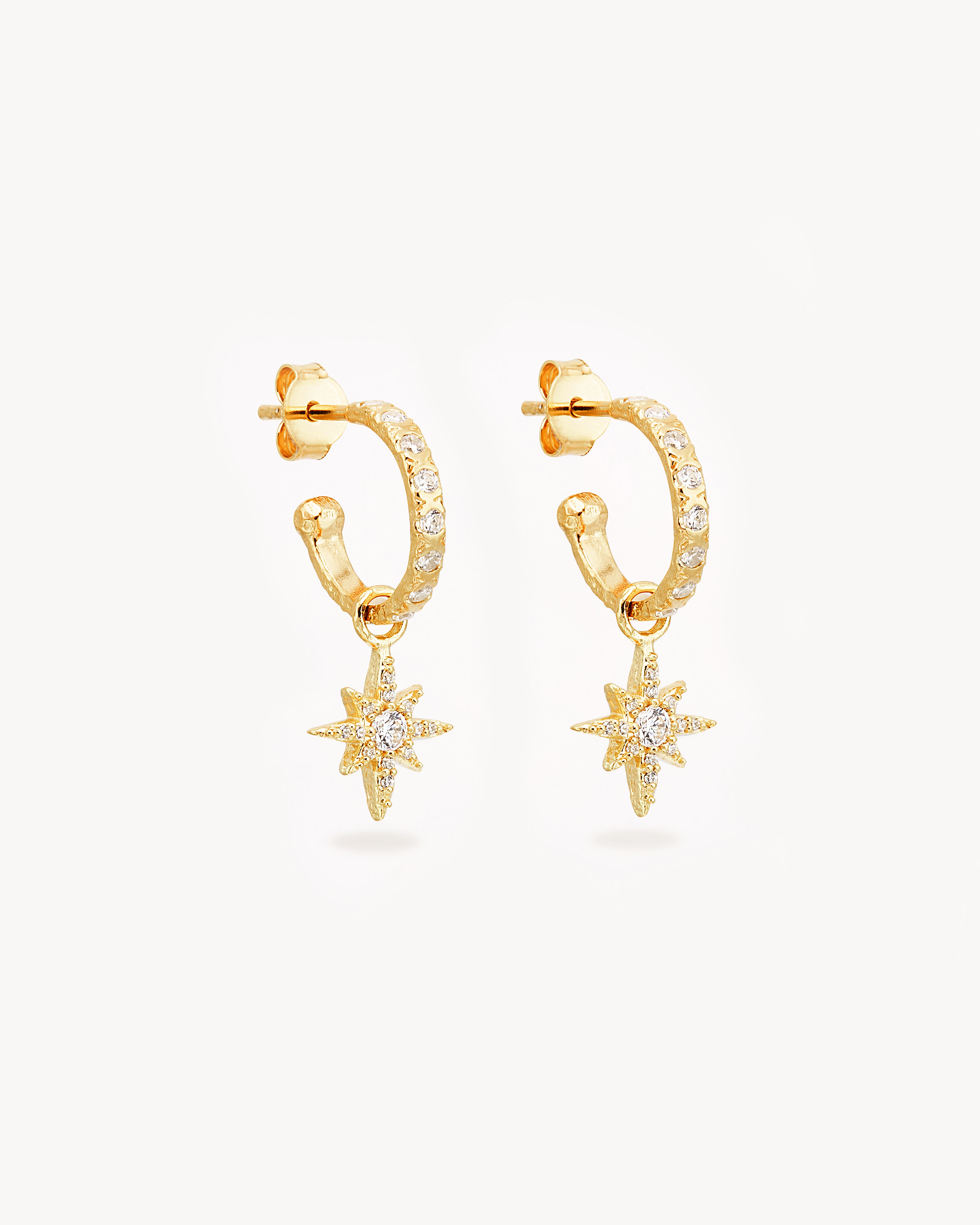 18K Gold Vermeil Dancing In Starlight Hoop Earrings - Elegant Dangling Earrings for Women, Perfect for Parties, Weddings & Evening Events