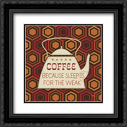 Pela Studio 15x15 Inch Black Ornate Framed Double Matted Museum Art Print - Caffeine III Wall Decor for Living Room, Office & Coffee Shop