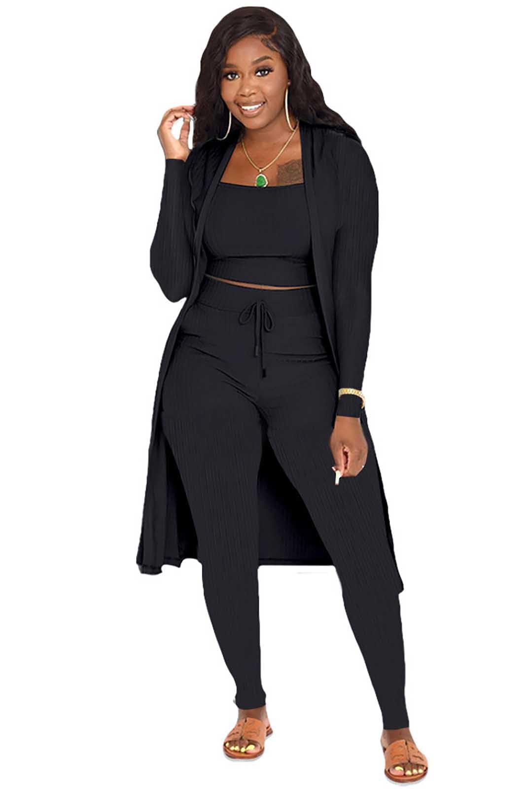 BDAILKA Women's 3-Piece Lounge Set - Soft Tank Top & Cardigan Outfit for Casual Wear, Home Relaxation, and Going Out (Style XJ001) - Comfortable Loungewear for Women