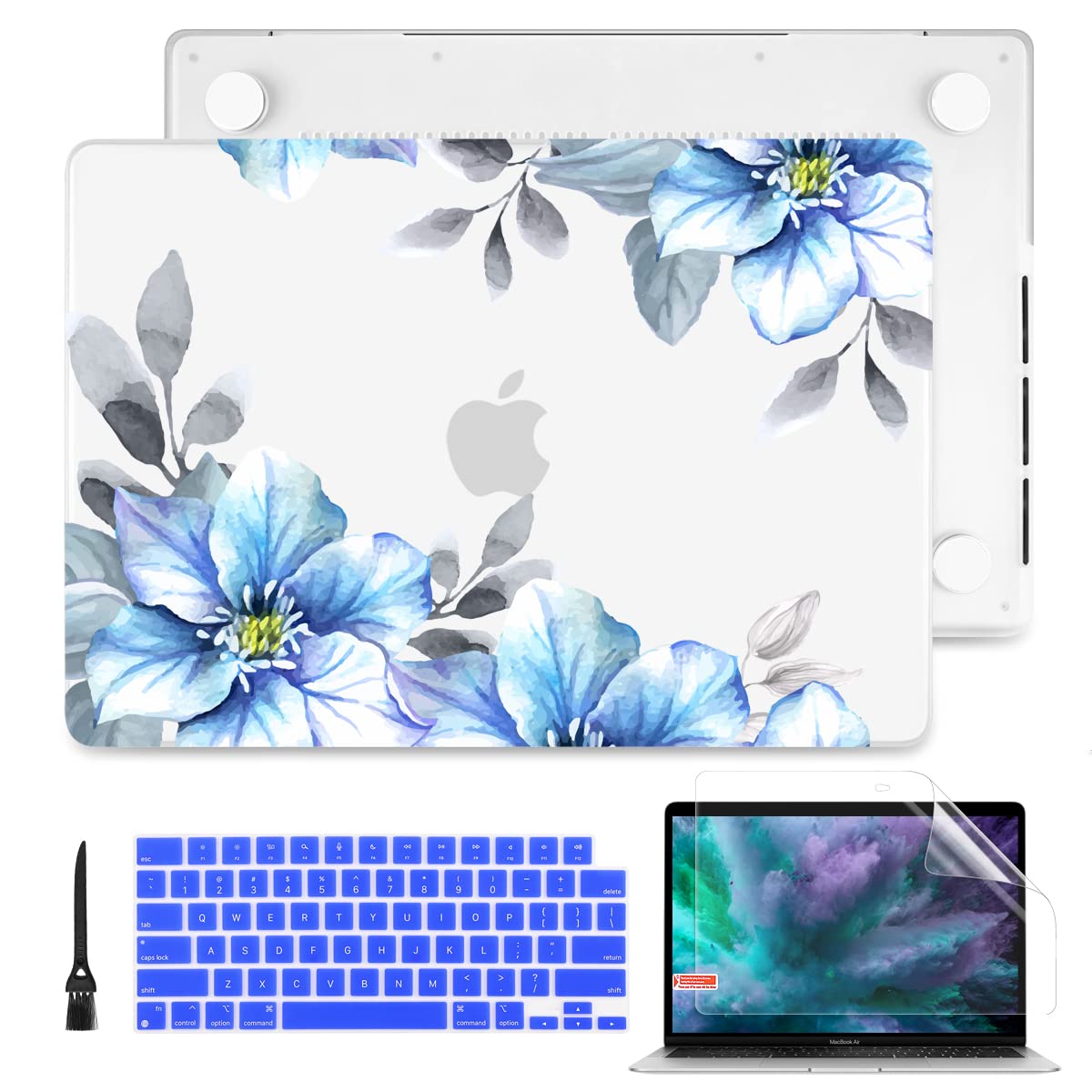 Batianda Hard Shell Case for MacBook Pro 16 inch 2021 (Model A2485) - Protective Cover with Keyboard Skin & Screen Protector Compatible with M1/M1 Max (Hibiscus Flower Design) - Perfect for Work, Travel & Home Office Use