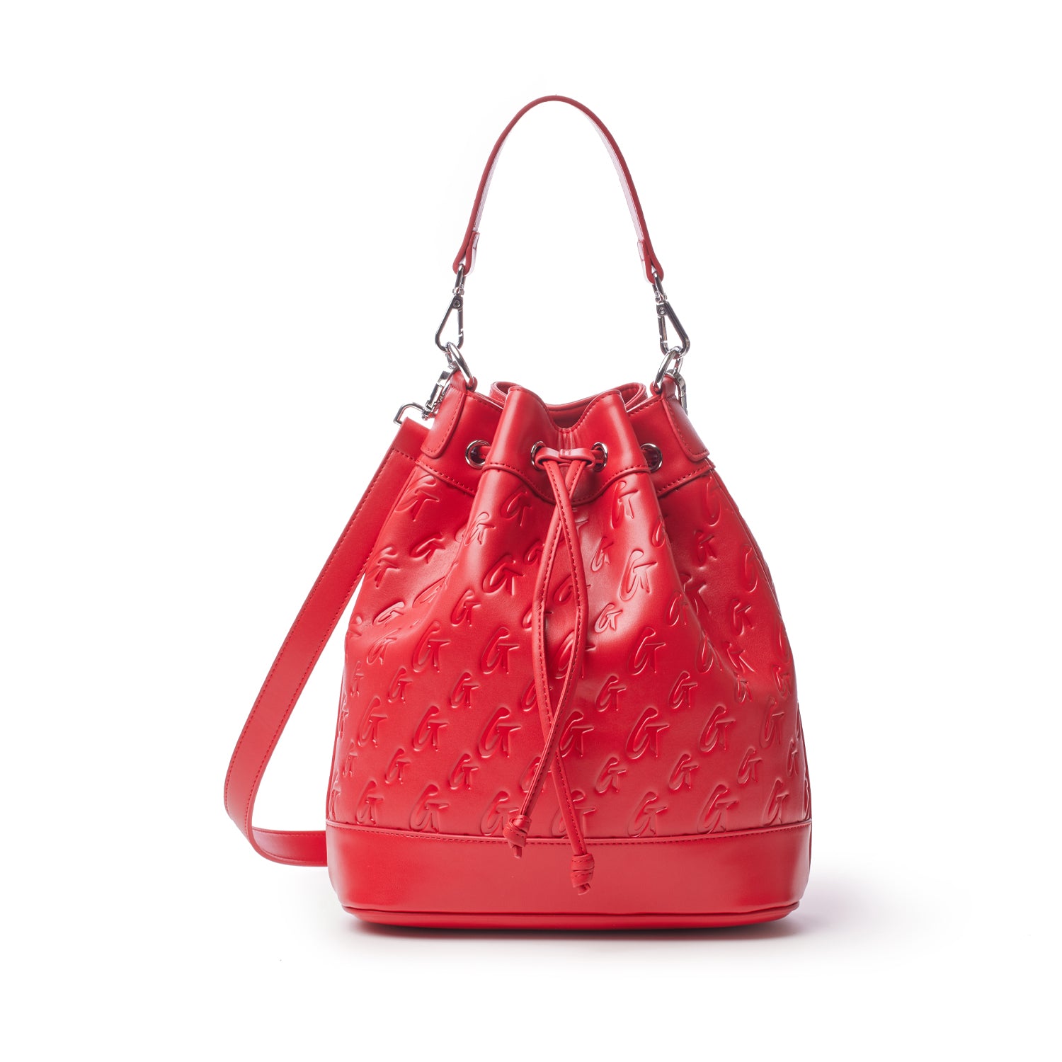 Large Monogram Bucket Bag in Red - Stylish & Spacious Handbag for Women, Perfect for Travel, Shopping & Everyday Use