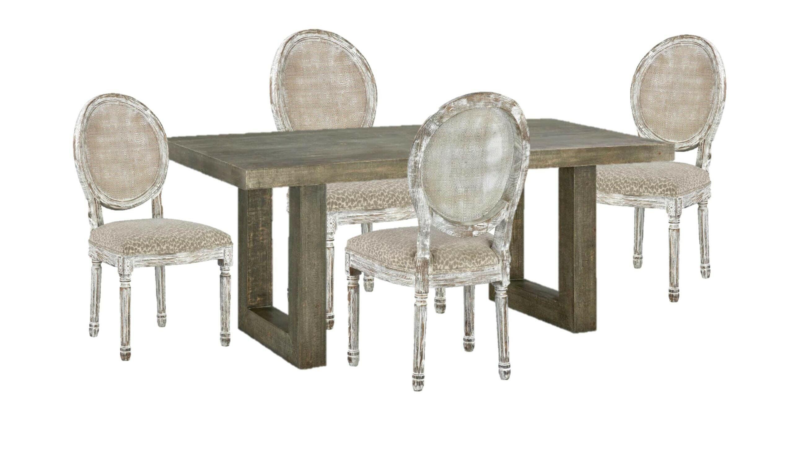 Robertson Dining Table with 4 Maxwell Snow Leopard Print Chairs - 5-Piece Modern Dining Set for Kitchen, Breakfast Nook & Small Space Decor