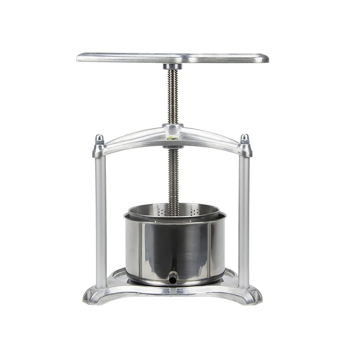 Stainless Steel Fruit Wine Press - 0.8 Gallon for Apple, Carrot, Orange, Berry & Vegetable Juice Making | 100% Natural Juice Extractor for Cheese, Tincture & Herbal Pressing | Perfect for Home Brewing, Winemaking & Healthy Juicing (Silver)