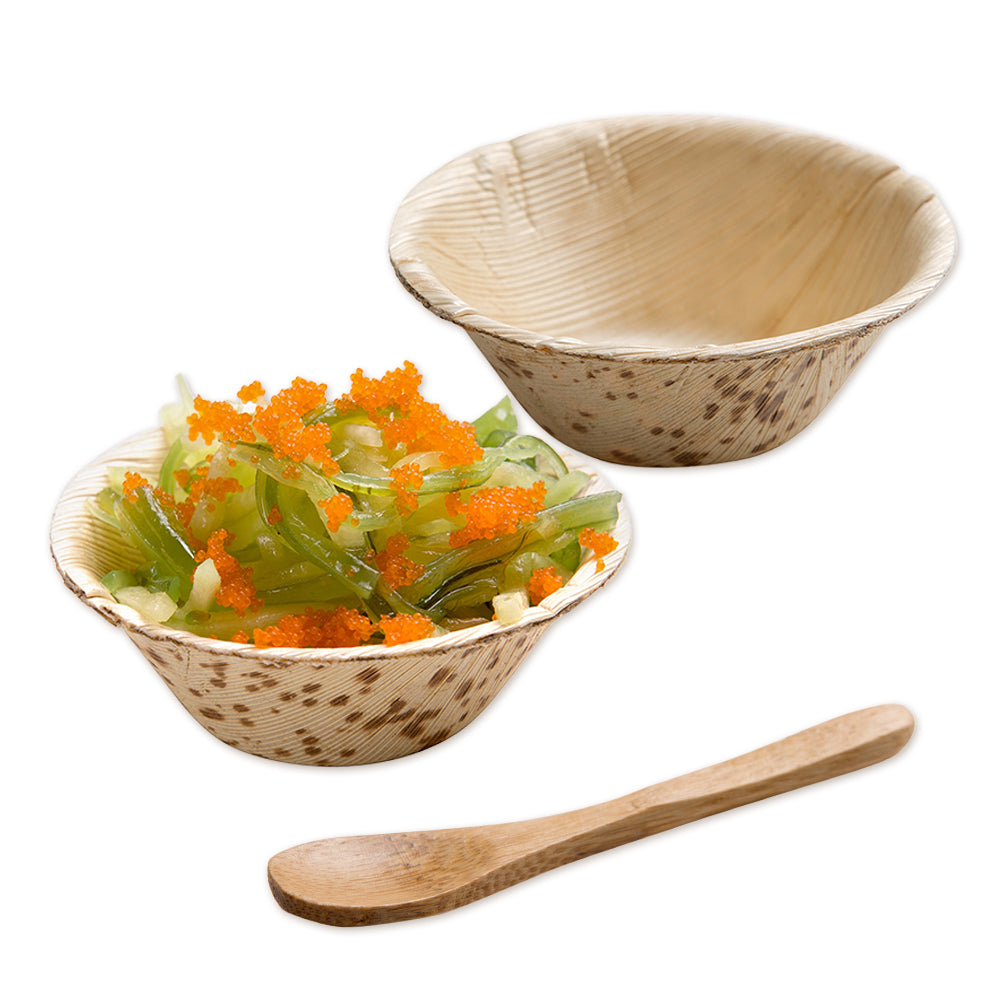 100 Pack 2 oz Eco-Friendly Natural Bamboo Bowls & 100 Pack 3.5