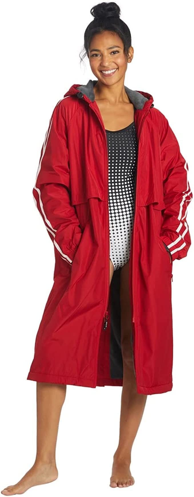 Sporti Unisex Swim Parka with Comfort Plush Fleece Lining - Water Resistant Swim Coat for Men & Women with Multi-Pocket Zipper | Perfect for Poolside, Beach, and Water Sports Activities