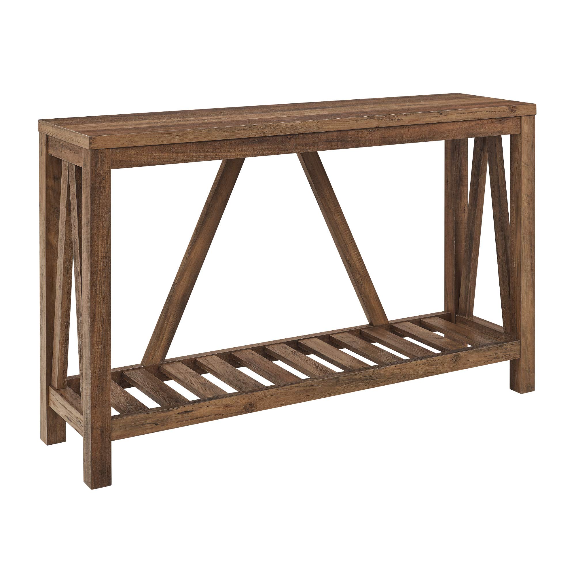 Walker Edison 52 Inch Modern Farmhouse Entryway Table - Rustic Oak Finish, Accent Table for Living Room, Hallway & Entryway - Perfect for Home Decor & Storage