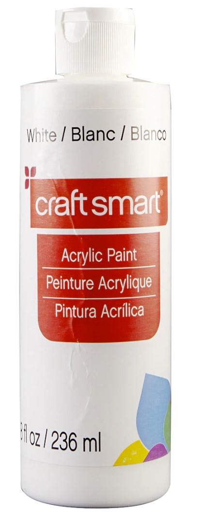 Premium Craft Smart Acrylic Paint - 8 fl oz (237ml) White for Artists & DIY Projects - Perfect for Canvas Painting, Home Decor & School Art Projects