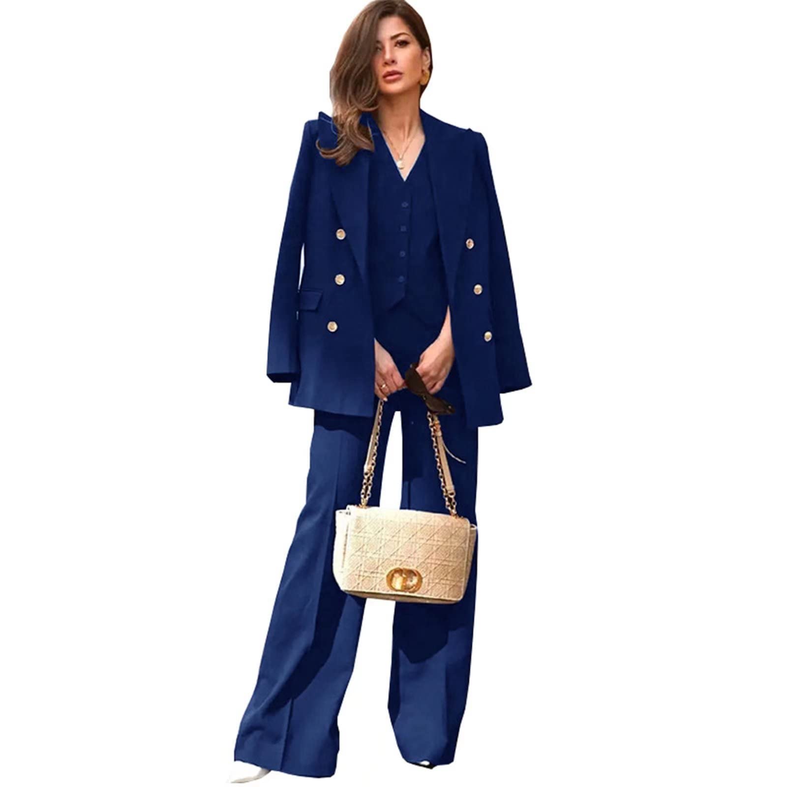 Professional Women's 3-Piece Business Suit Set - Blazer, Pants & Vest for Office Workwear | Formal Attire for Corporate Meetings, Interviews & Business Events