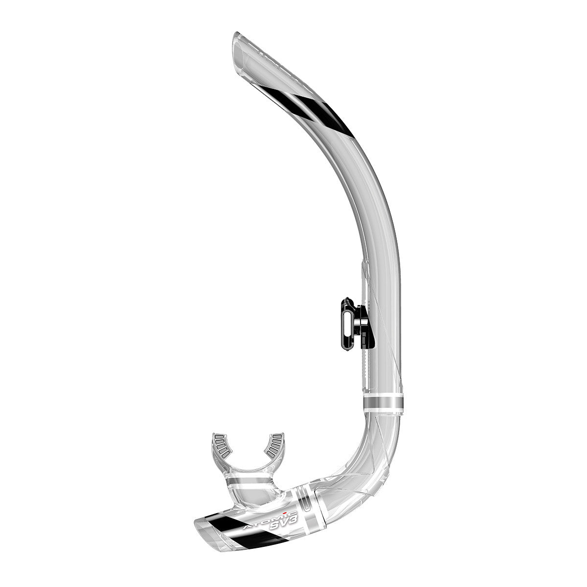 Atomic Aquatics SV1 Contour Snorkel - Clear/Black Snorkeling Gear for Scuba Diving, Swimming & Underwater Exploration