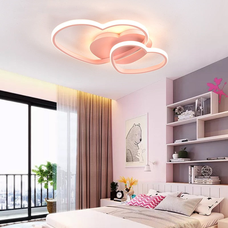 Girls Heart-Shaped Ceiling Light - Pink LED Nursery Room Decor for Kids & Baby Girls - Perfect for Bedroom, Playroom, and Birthday Party Decorations