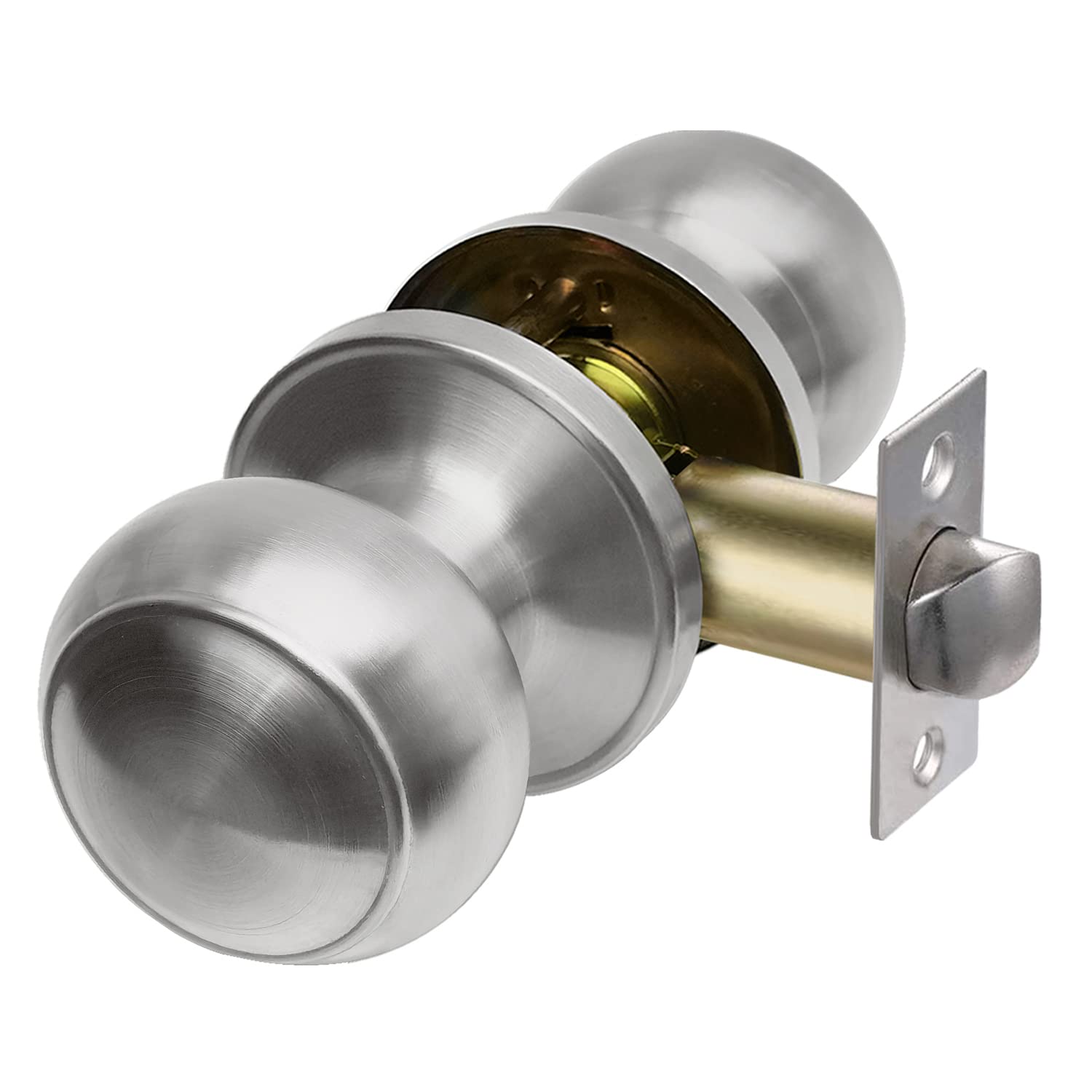 Keyless Interior Door Knob - Solid Stainless Steel Passage Door Handle for Hallway, Closet & Bedroom - No Lock Round Ball Design - Perfect for Privacy & Smooth Operation