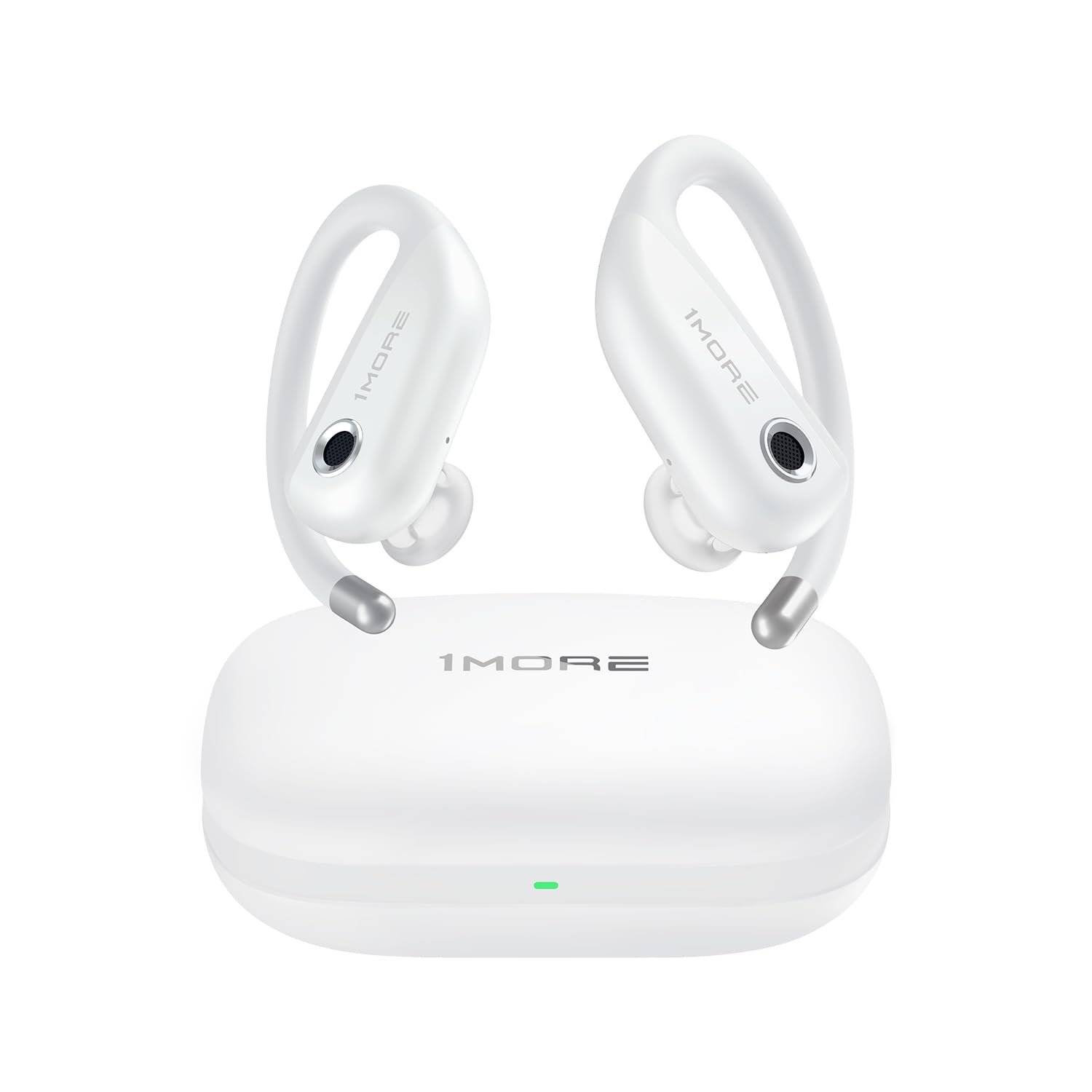 1MORE Fit Open Earbuds S50 - Wireless Bluetooth 5.3 Headphones with 4 Mics, IPX7 Waterproof, 38H Battery & Fast Charging | Open Ear Design with Earhooks for Running, Gym Workouts & Outdoor Sports (White) - Perfect for Commuting, Jogging & Active Lifestyles