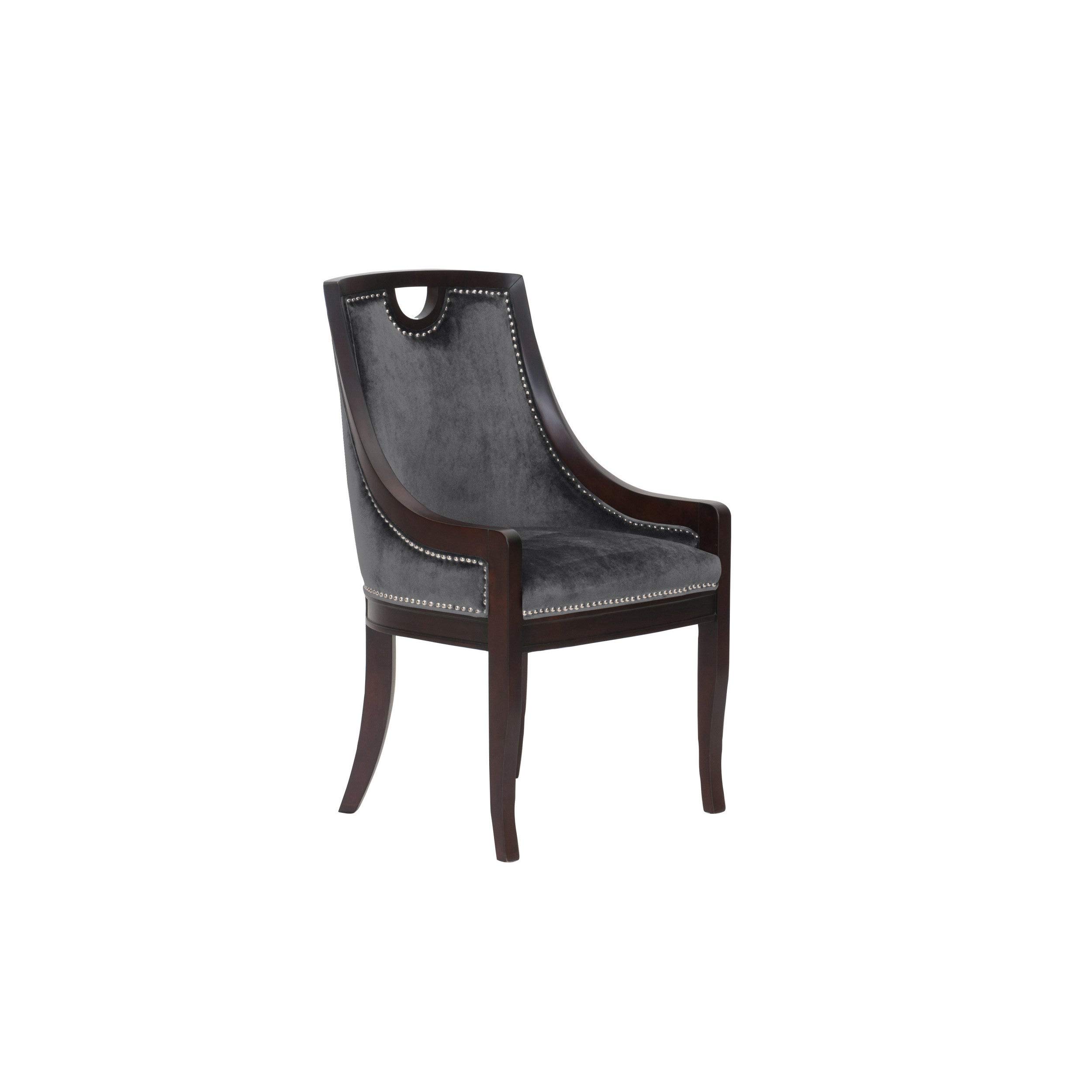 Chic Home June Neo Traditional Velvet Nailhead Dining Side Chair - Grey Upholstered Accent Chair for Living Room, Bedroom, or Dining Room Decor