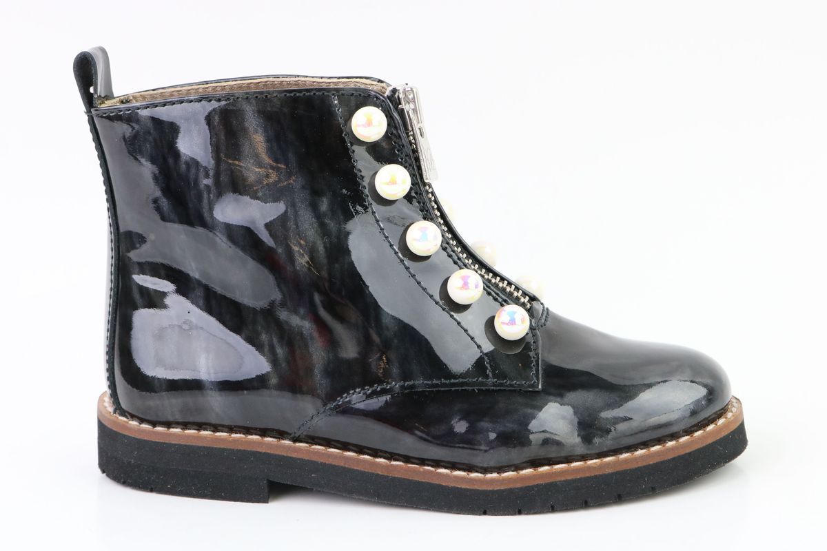 Patent Pearl Bootie - Elegant Women's Slippers with Non-Slip Sole for Home, Spa, and Bridal Shower Comfort