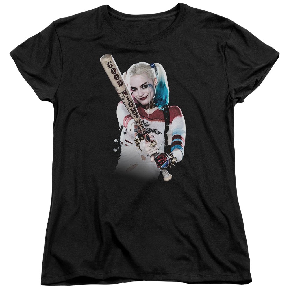 Popfunk Classic Suicide Squad Bat at You Women's T-Shirt - Harley Quinn Graphic Tee for Fans, Superhero Movie Merch, Casual Wear & Cosplay