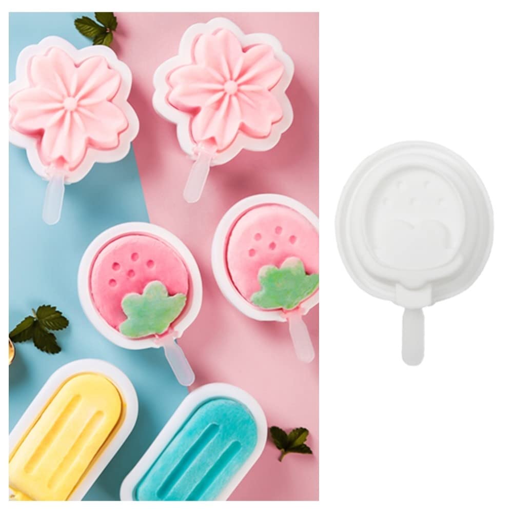 Silicone Popsicle Molds - Reusable Ice Pop Maker with Handle for Homemade Popsicles, DIY Ice Cream & Summer Treats - Cute Strawberry Shape (2-Pack) - Perfect for Kids Parties, Summer BBQs & Healthy Snacks