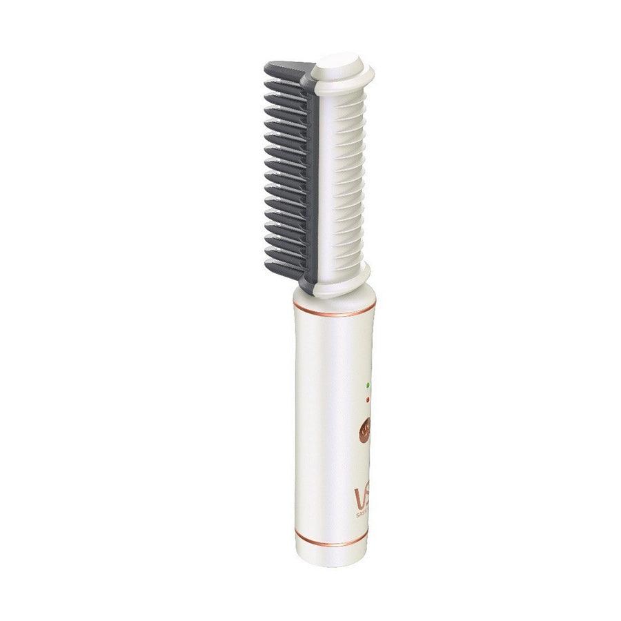 VIDAL SASSOON Rechargeable Mini Hot Brush for Hair Styling - White | Perfect for Travel, Home & Salon Use