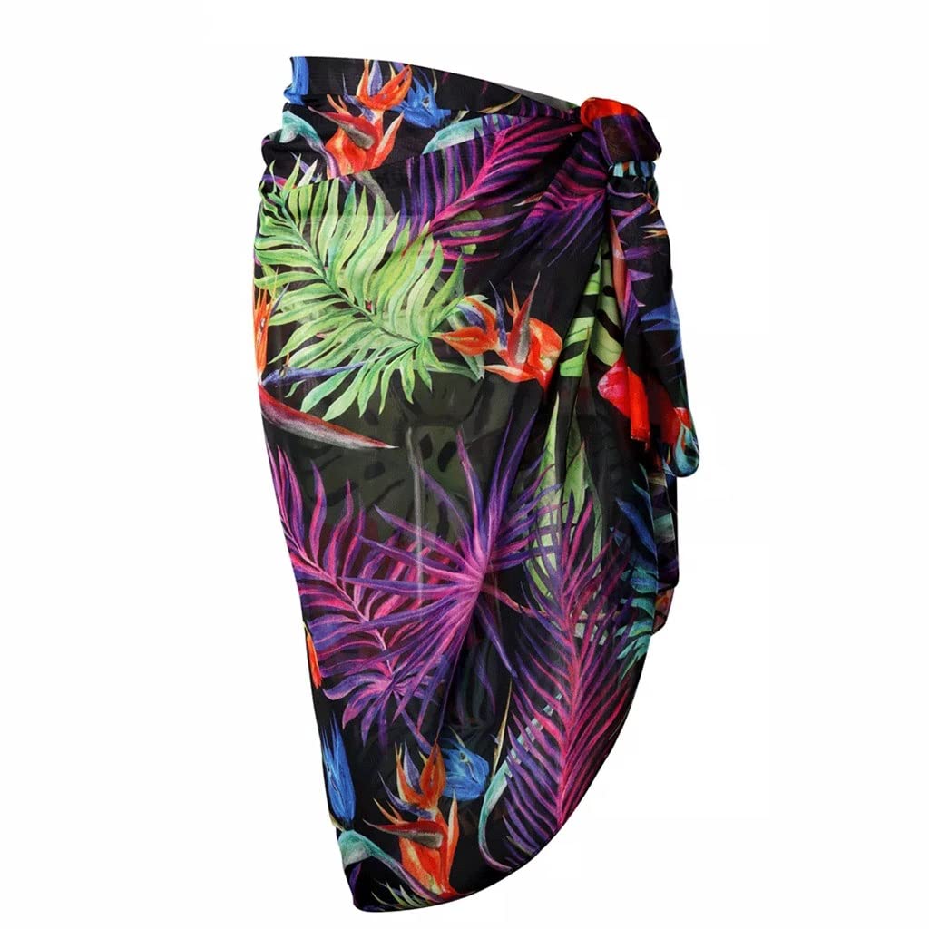 Floral Chiffon Swimsuit Cover Up - Sexy Beach Wrap Sarong for Women, Bohemian Style, Purple One Size - Perfect for Summer Holidays, Beach Parties & Poolside Lounging