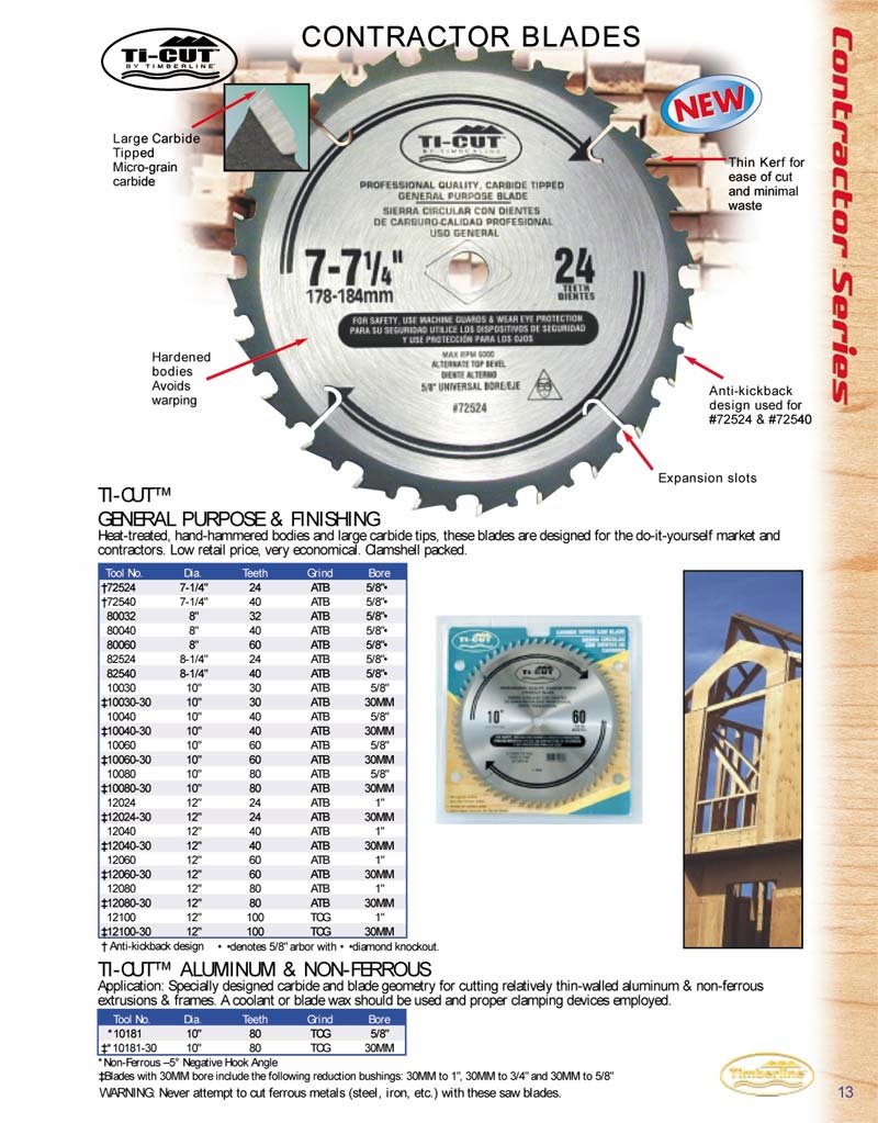 Timberline Ti-Cut 10-Inch 80-Tooth -5 Degree TCG Saw Blade (10181-30) - Perfect for Woodworking, Cabinetry, and Fine Finish Cuts